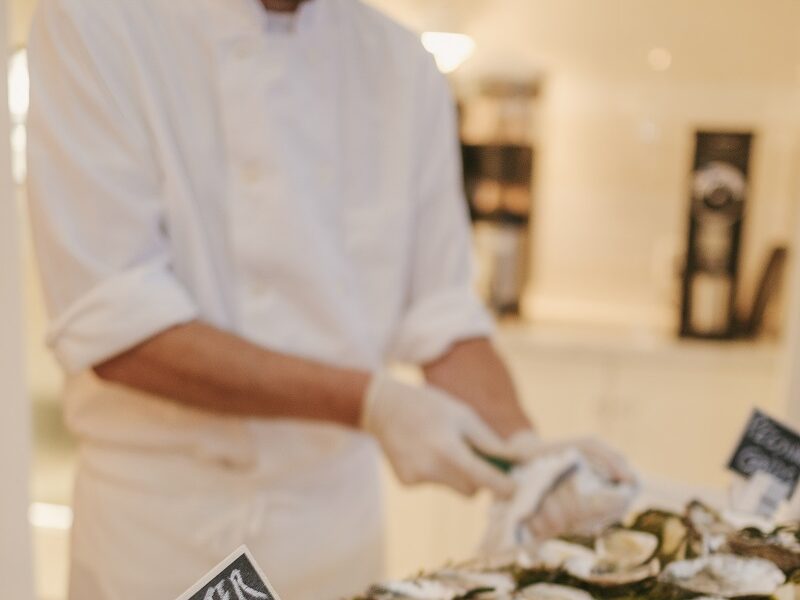 oyster prep in the kitchen