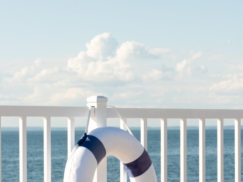 A pool float on the edge of the water.