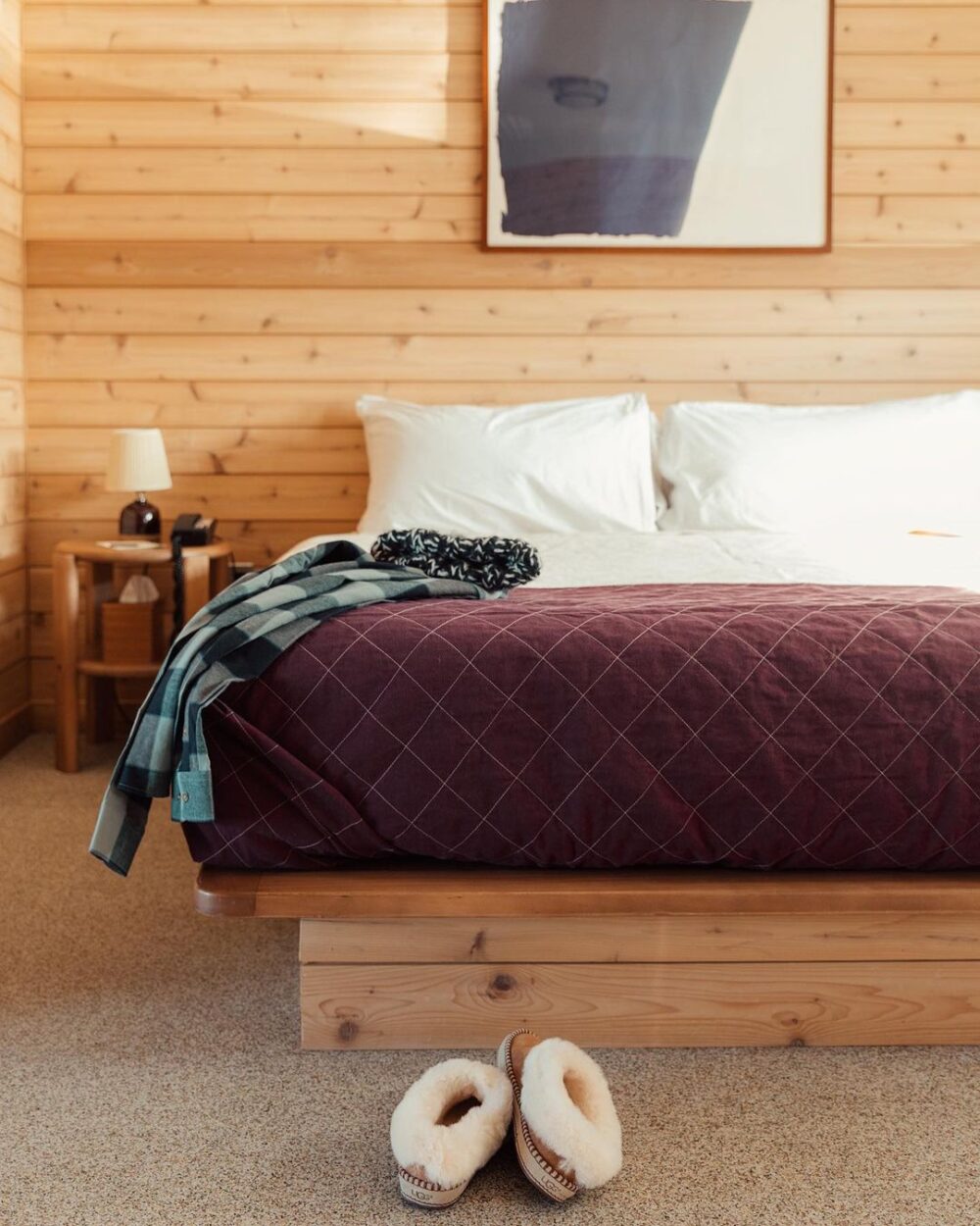 bedroom with blanket and slippers