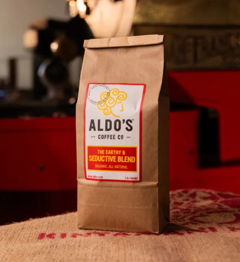 A bag of coffee beans from Aldo's in Greenport.