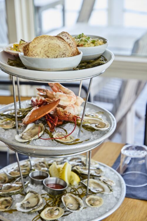 A seafood tower at The Halyard Restaurant.