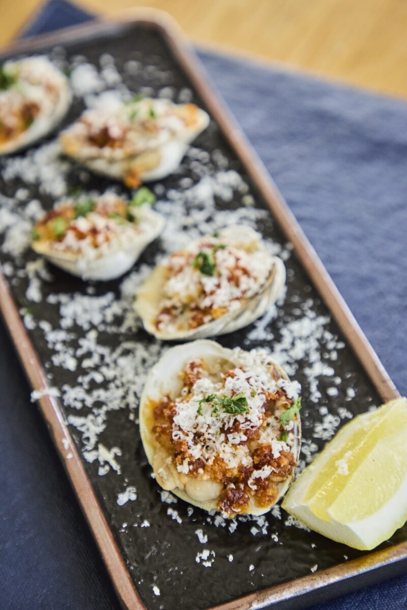 An appetizer with a lemon garnish at The Halyard.