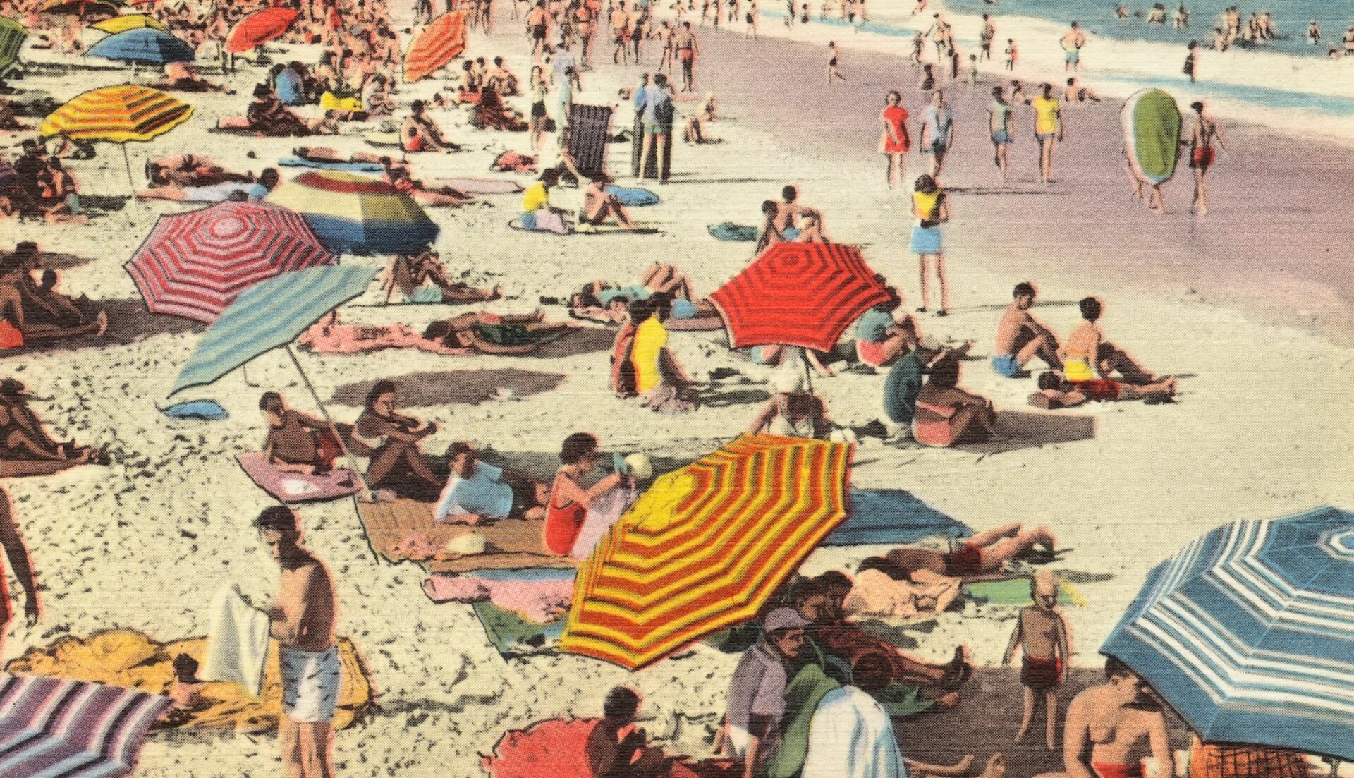 A retro photo of the beach from Boston Library.