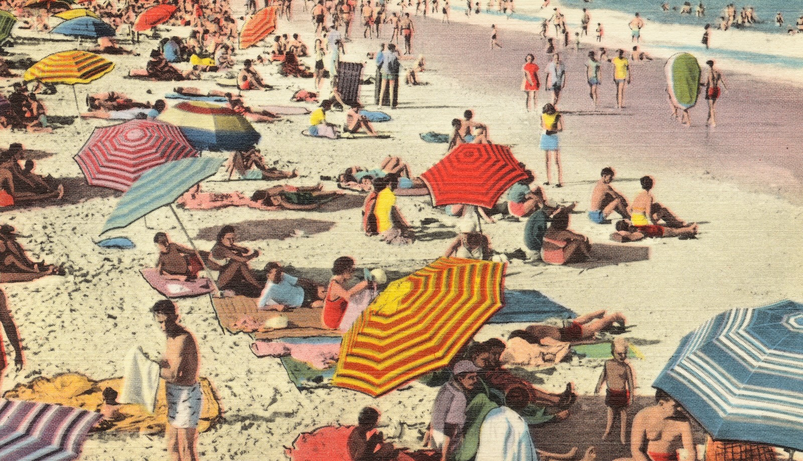 A retro photo of the beach from Boston Library.