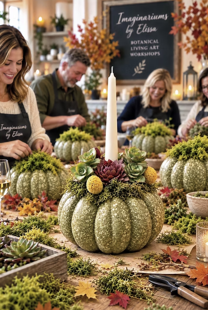 Succulent Pumpkin Candle Arrangement Workshop with Imaginariums by Elissa